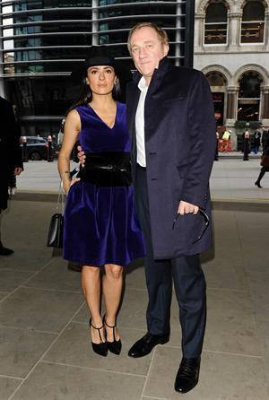Salma Hayek Christopher Kane show at London Fashion Week 2/18/13 