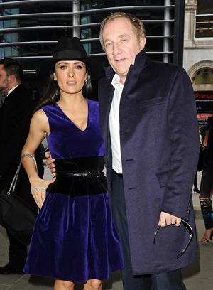 Salma Hayek Christopher Kane show at London Fashion Week 2/18/13 