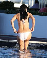 Myleene Klass in a white bikini in Cape Town