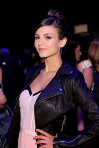 Victoria Justice at the Rebecca Minkoff fashion show during Mercedes-Benz Fashion Week Spring 2015 on September 5, 2014