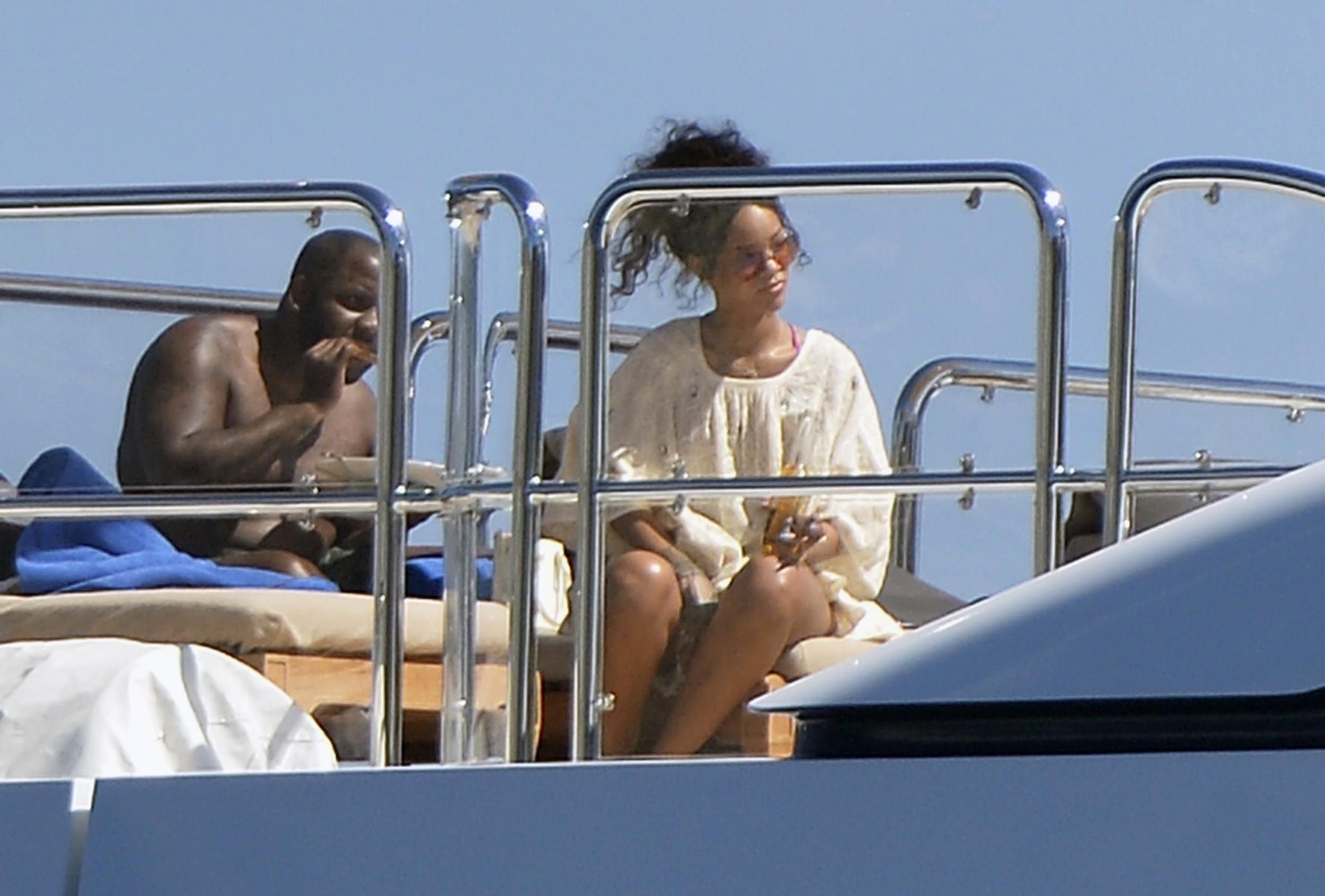 Rihanna enjoying a break on a yacht in Ponza August 29, 2014