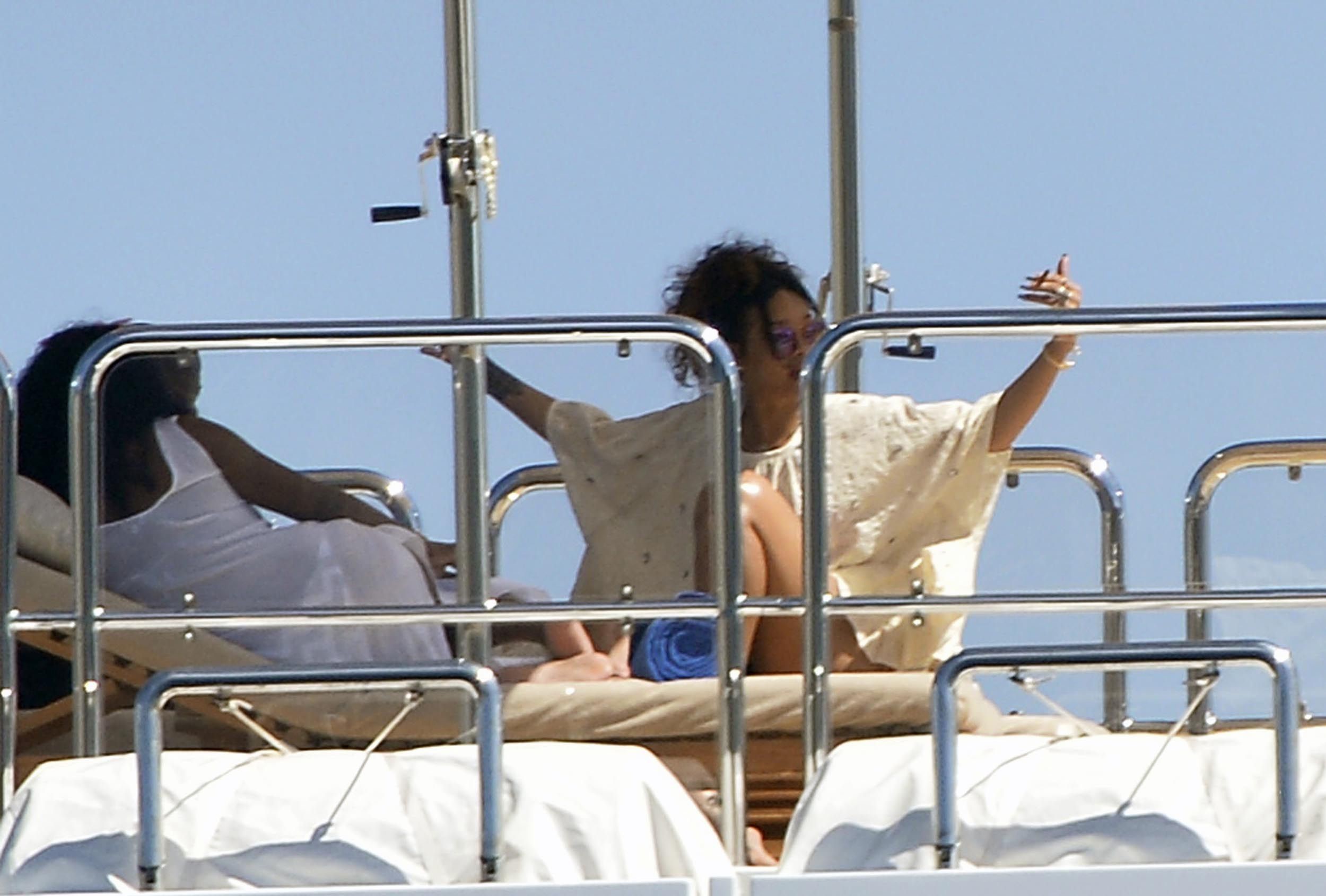 Rihanna enjoying a break on a yacht in Ponza August 29, 2014