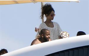 Rihanna enjoying a break on a yacht in Ponza August 29, 2014