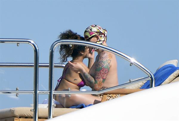 Rihanna enjoying a break on a yacht in Ponza August 29, 2014