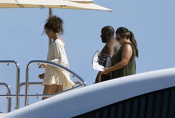 Rihanna enjoying a break on a yacht in Ponza August 29, 2014