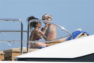 Rihanna enjoying a break on a yacht in Ponza August 29, 2014