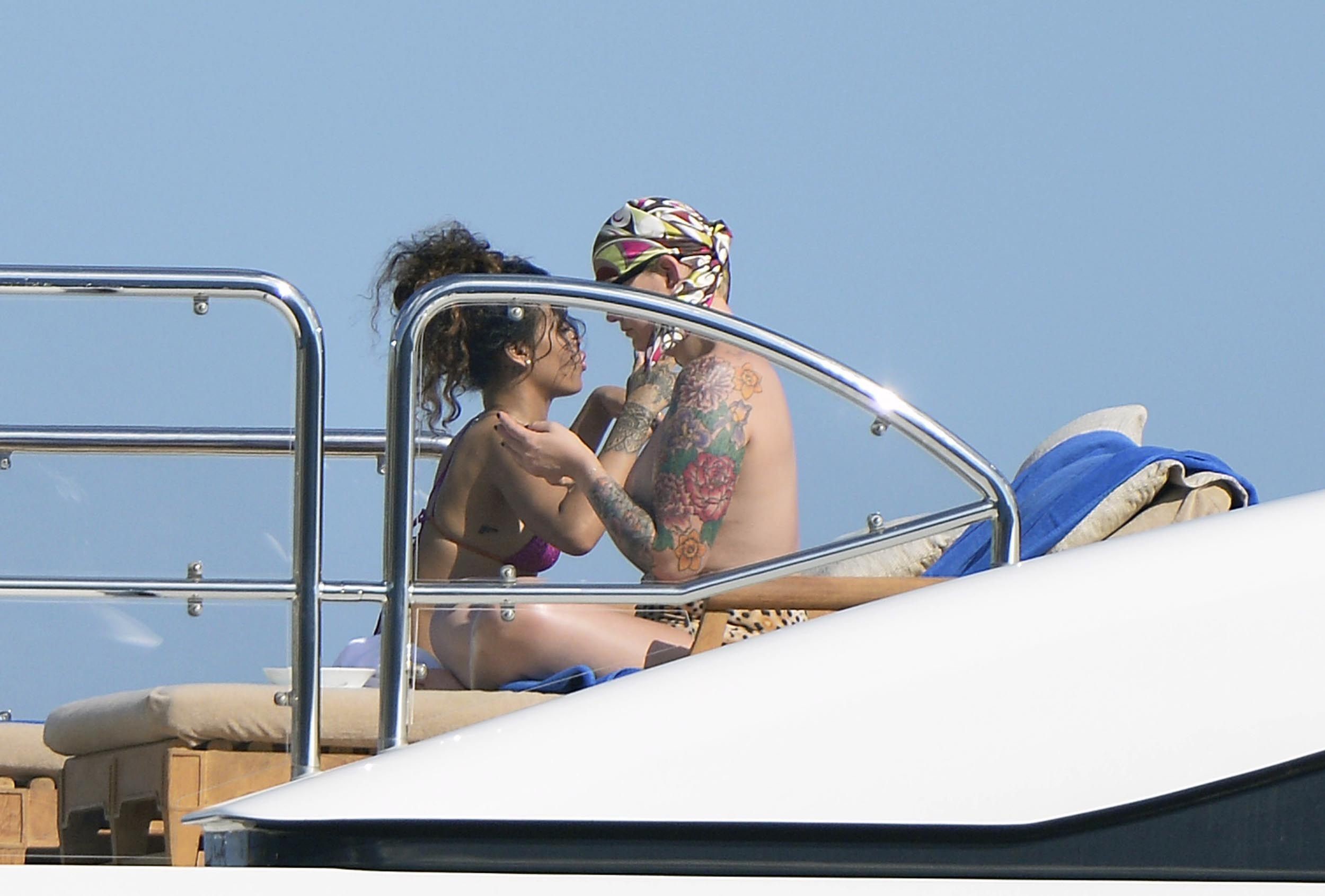 Rihanna enjoying a break on a yacht in Ponza August 29, 2014