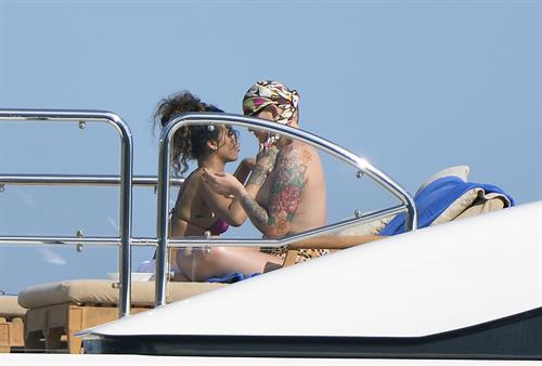 Rihanna enjoying a break on a yacht in Ponza August 29, 2014