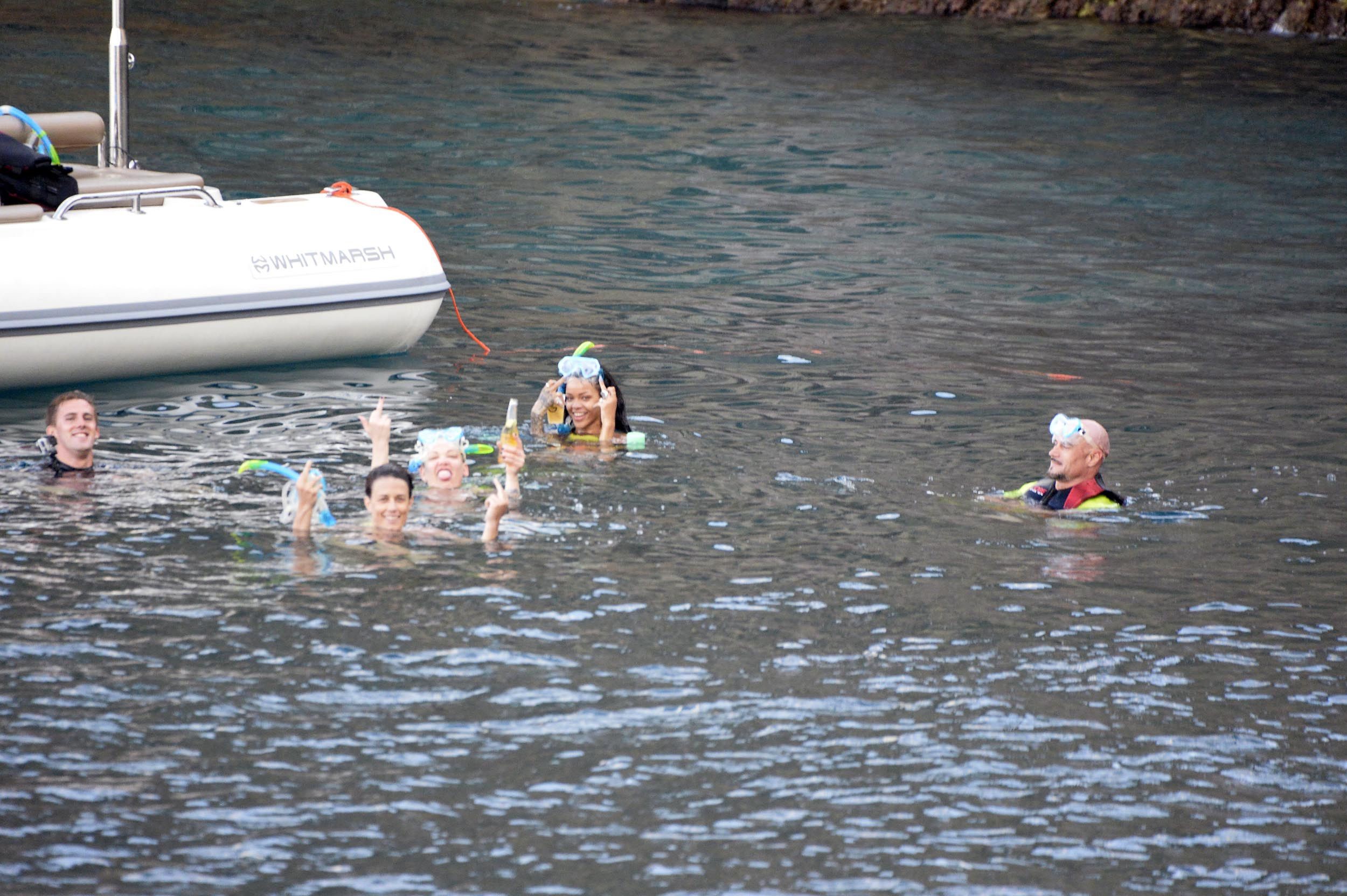 Rihanna enjoying a break on a yacht in Ponza August 29, 2014