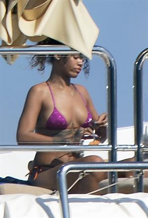 Rihanna enjoying a break on a yacht in Ponza August 29, 2014