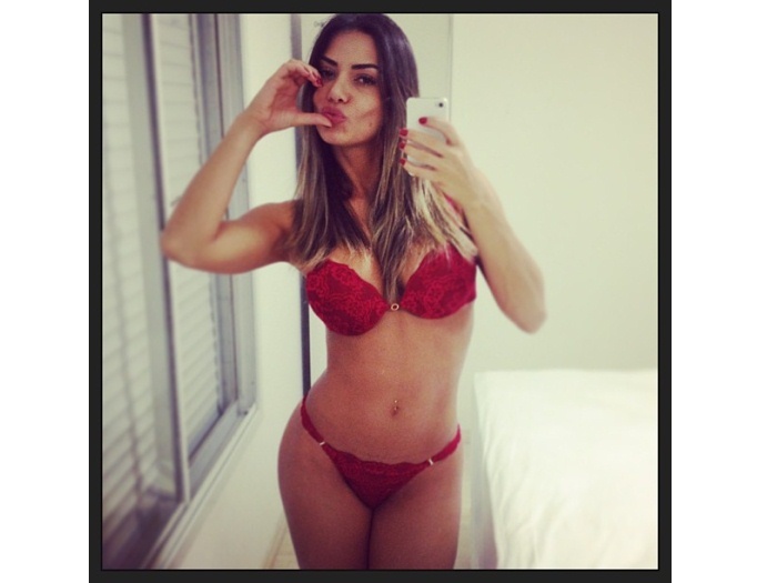 Graciella Carvalho in a bikini in lingerie taking a selfie