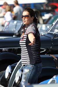 Katarina Witt at the oldtimer car rally Hamburg-Berlin-Klassik August 30, 2014