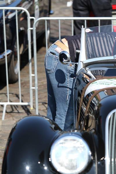 Katarina Witt at the oldtimer car rally Hamburg-Berlin-Klassik August 30, 2014