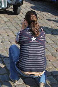 Katarina Witt at the oldtimer car rally Hamburg-Berlin-Klassik August 30, 2014