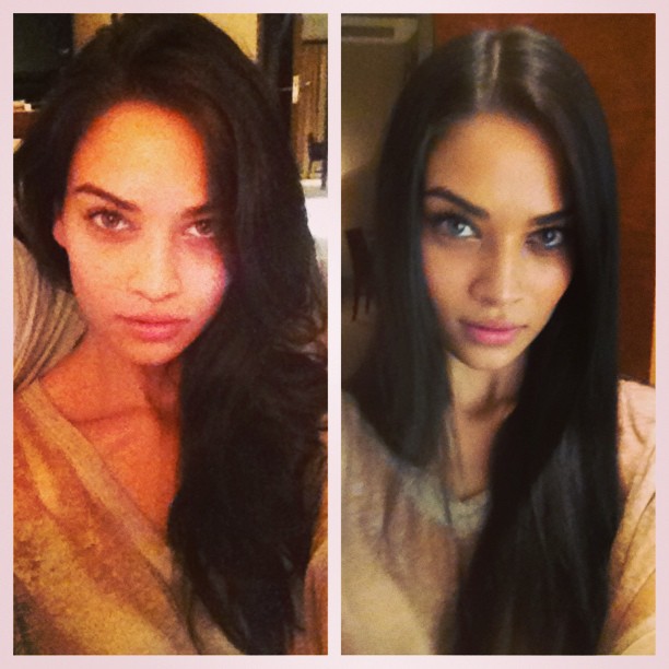 Shanina Shaik taking a selfie