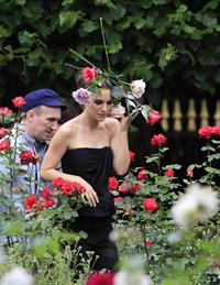 Natalie Portman modeling for a Miss Dior campaign photo shoot in the gardens of the Palais Royal in Paris 6/26/12 
