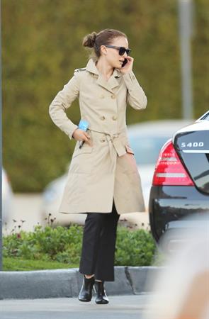 Natalie Portman heads to a meeting in her trench coat at an office in Century City January 17, 2013 