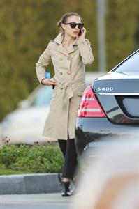 Natalie Portman heads to a meeting in her trench coat at an office in Century City January 17, 2013 