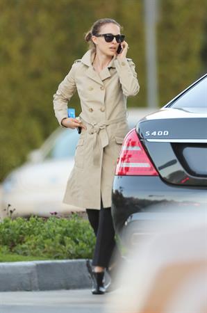 Natalie Portman heads to a meeting in her trench coat at an office in Century City January 17, 2013 