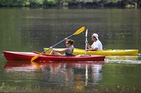 Aimee Teegarden kayaking in Ann Arbor on July 29, 2011 