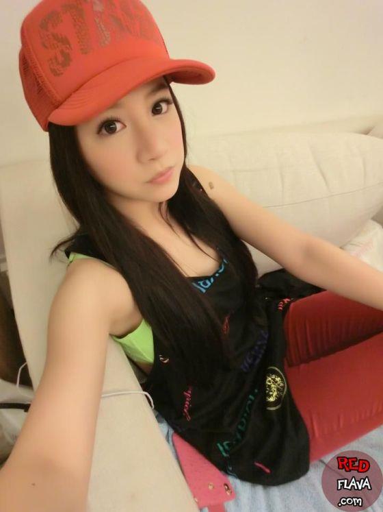 Lin Cai Ti taking a selfie