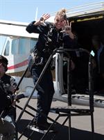 AnnaLynne McCord skydives from 18,000 feet at a charity event, Lompoc August 16, 2014