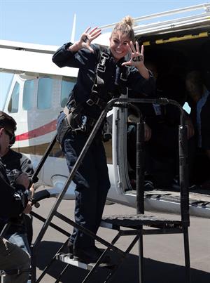 AnnaLynne McCord skydives from 18,000 feet at a charity event, Lompoc August 16, 2014