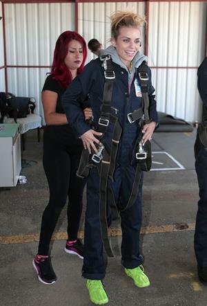 AnnaLynne McCord skydives from 18,000 feet at a charity event, Lompoc August 16, 2014