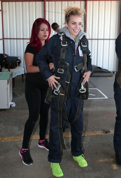 AnnaLynne McCord skydives from 18,000 feet at a charity event, Lompoc August 16, 2014