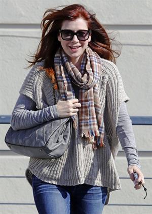 Alyson Hannigan running errands in Brentwood on November 05, 2011 
