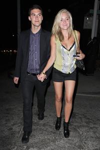 Amanda Michalka leaves a club with a friend in Los Angeles on August 7, 2010 