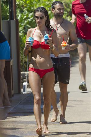Alessandra Ambrosio in a red bikini in Maui on August 13, 2014