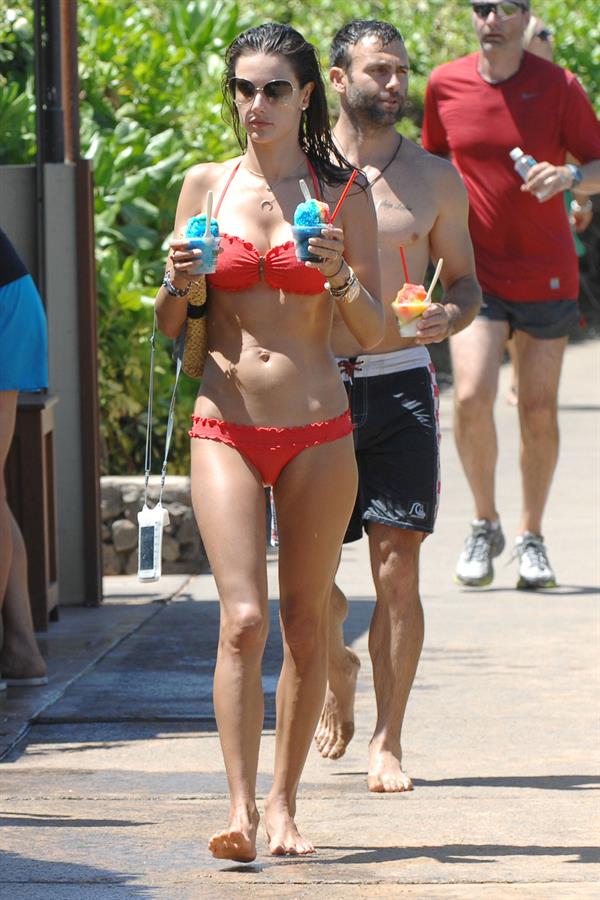 Alessandra Ambrosio in a red bikini in Maui on August 13, 2014