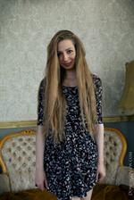 Teen with super long hair Areana Fox masturbating with dildo