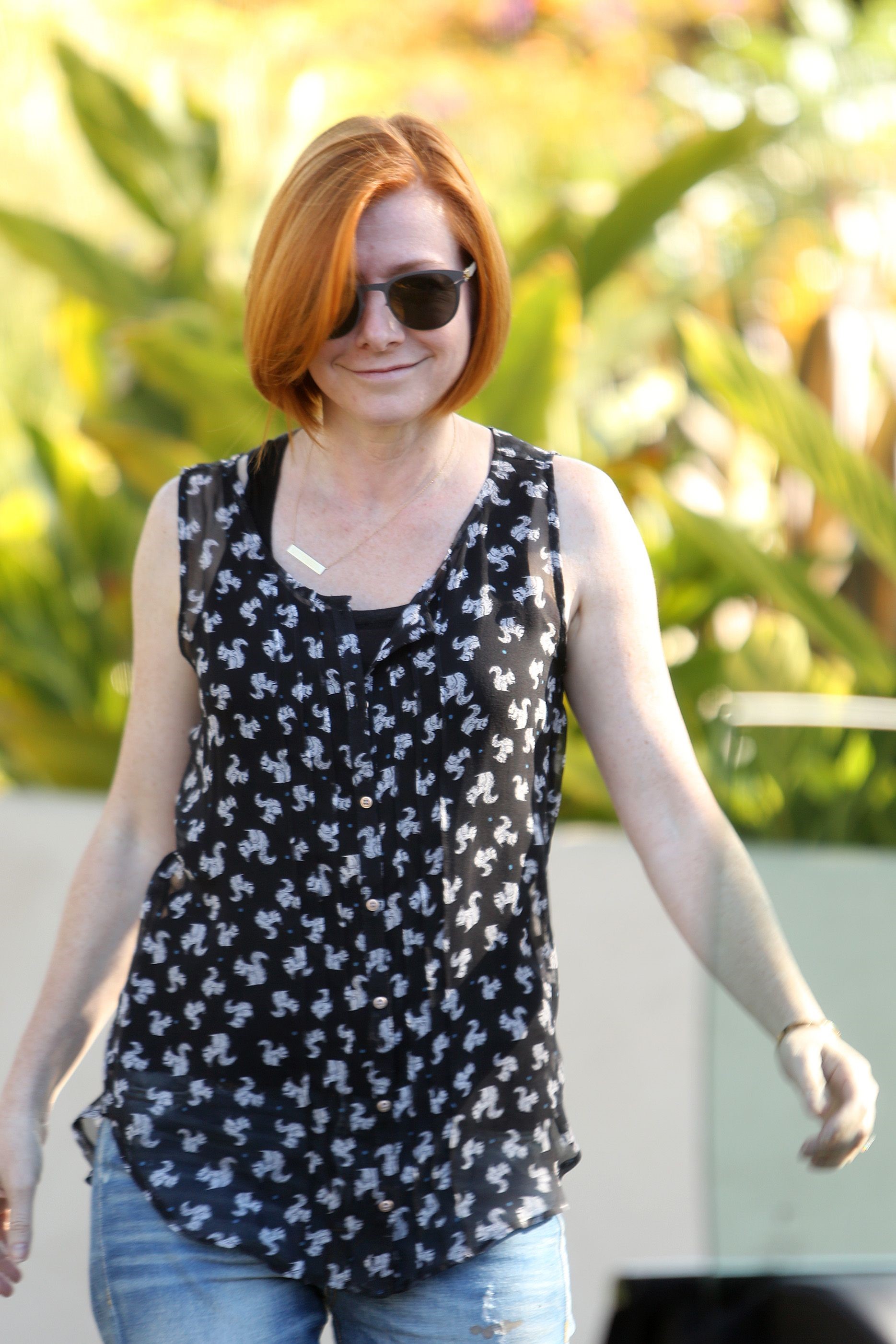 Alyson Hannigan outside her house on August 7, 2014