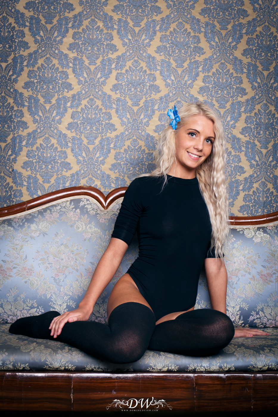 Cute blonde Catlin showing her pussy