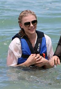 Chloe Grace Moretz candids in a Black Bikini in Miami Beach