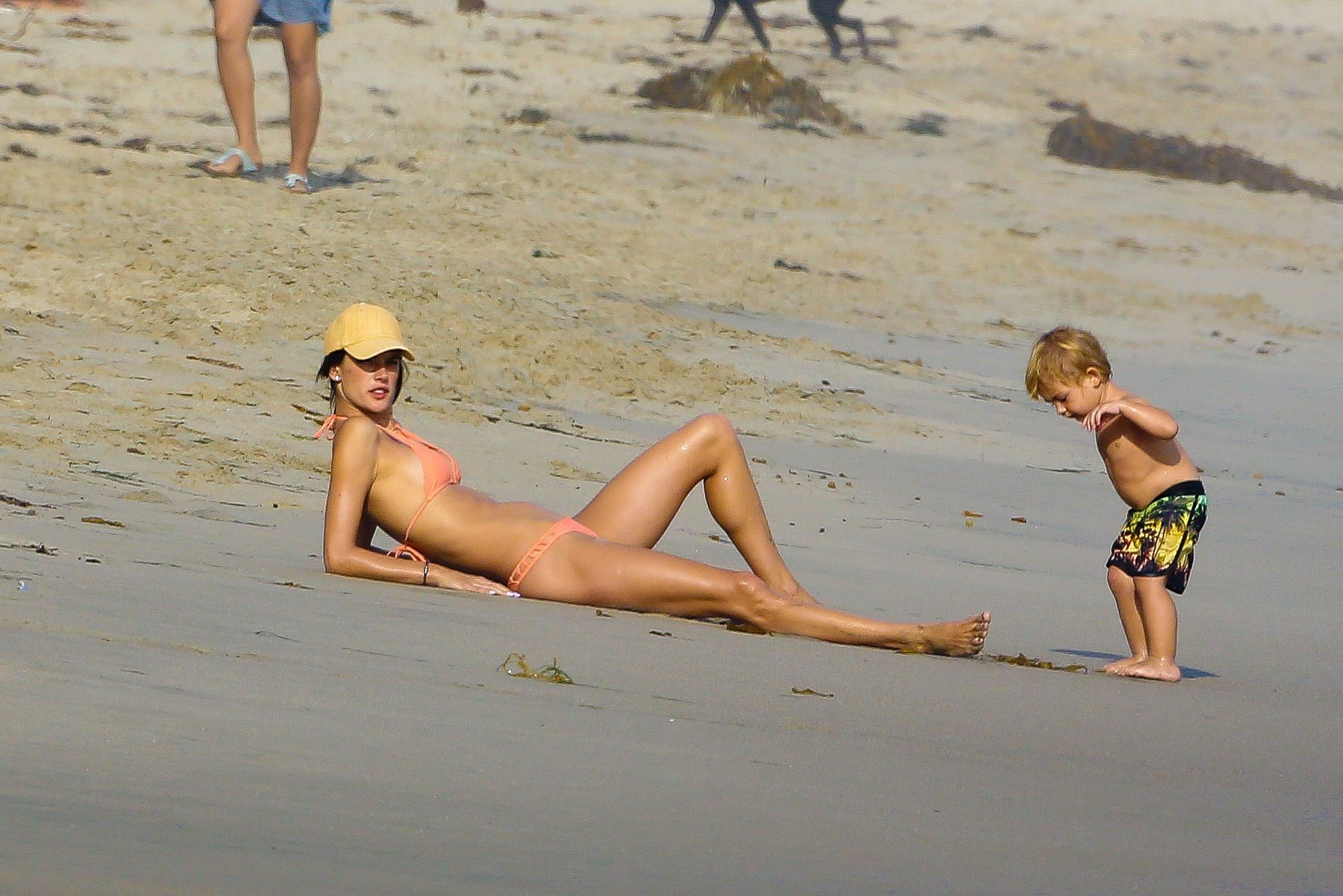 Alessandra Ambrosio has a family fun day at the beach in Malibu