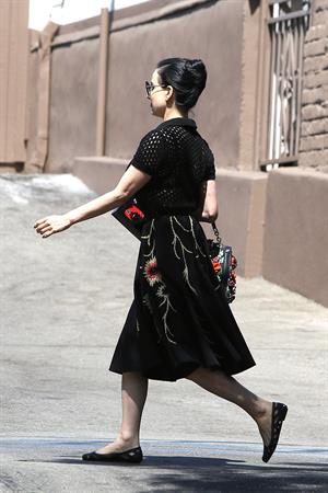 Dita Von Teese grabs breakfast at Stamp restaurant July 30, 2014