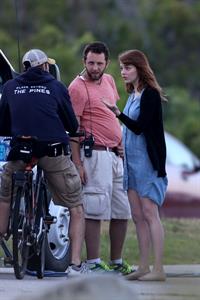 Emma Stone on the set of an untitled Woody Allen project in Newport July 28, 2014
