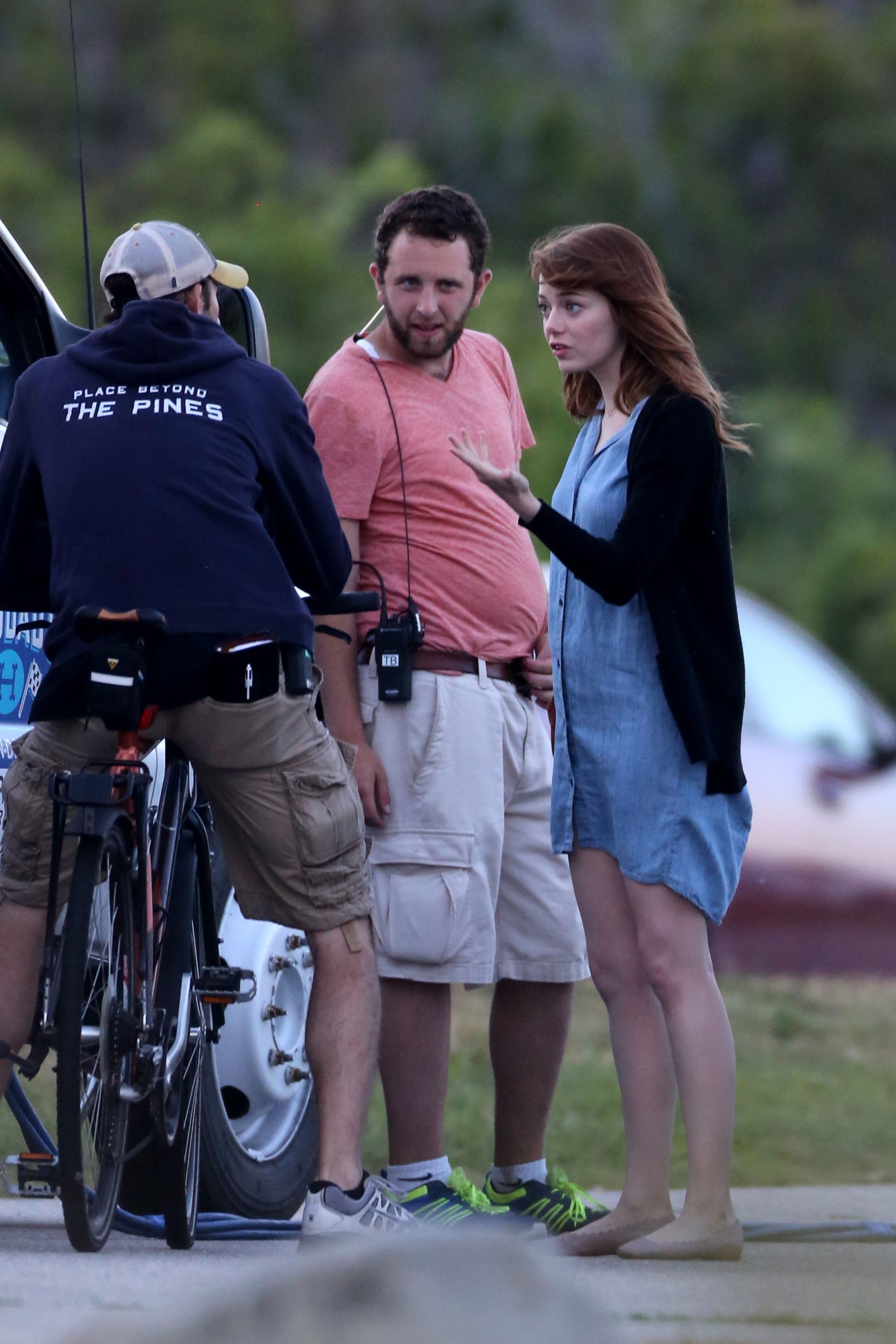 Emma Stone on the set of an untitled Woody Allen project in Newport July 28, 2014