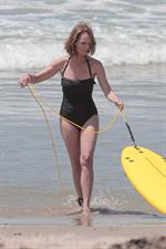 Helen Hunt wearing a swimsuit on the set of 'Ride' in LA August 5, 2013 