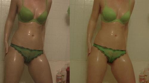 Kari Sweets showering in green lingerie