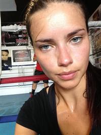 Adriana Lima taking a selfie