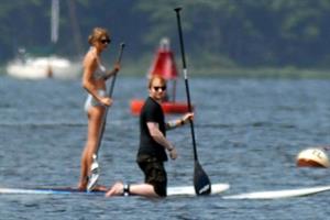 Taylor Swift paddleboarding in Westerly, Massachusetts 7/28/13 