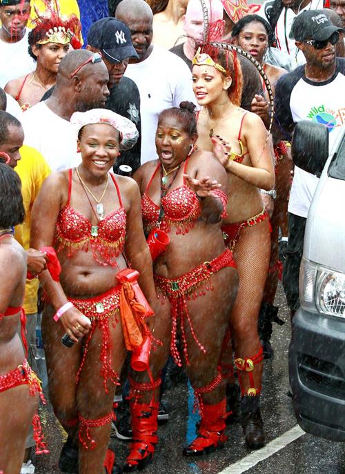 Rihanna Bikini Pictures Rihanna - Kadooment parade in Barbados 8/1/11
