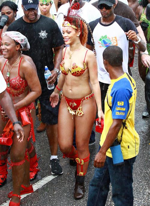 Rihanna Bikini Pictures Rihanna - Kadooment parade in Barbados 8/1/11