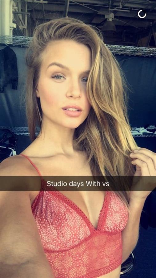 Josephine Skriver in lingerie taking a selfie