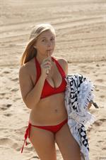 Kayla At the Beach in her red bikini
