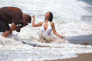 Charlie Riina in a beach photoshoot for 128 Water in Santa Monica on  11/25/2018